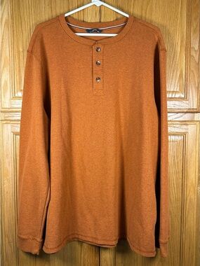Men's Long-Sleeve Henley Pullover - Rust Orange